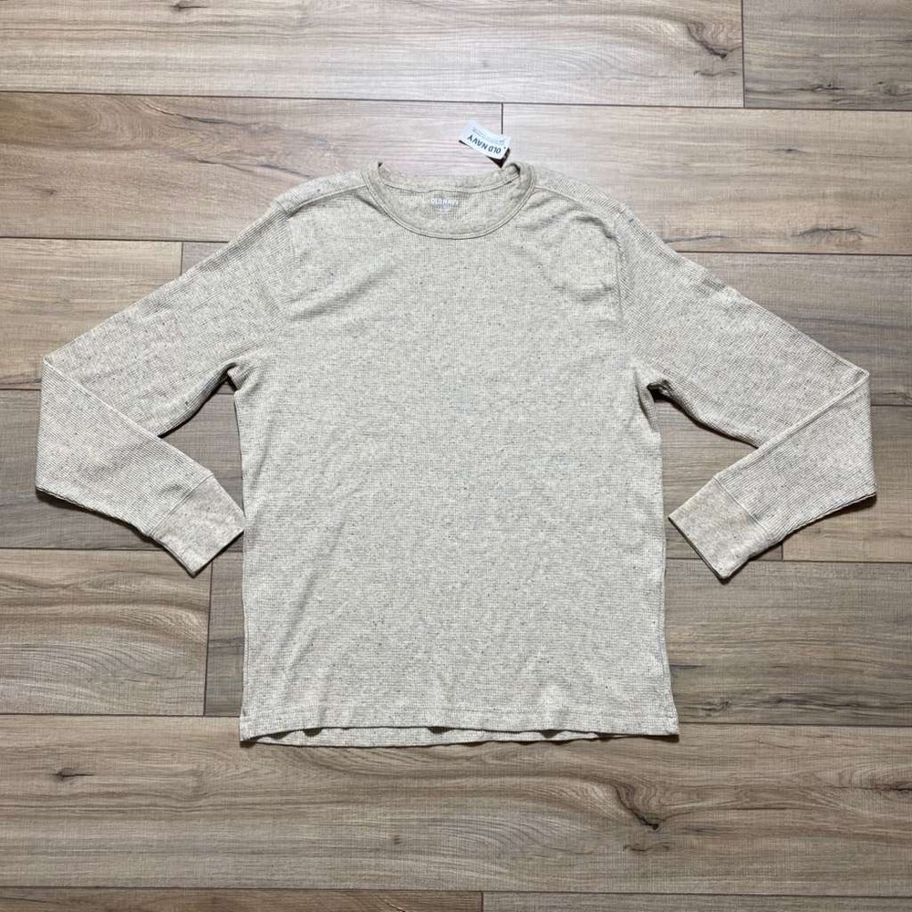 Old Navy Mens Long Sleeve Waffle Knit Thermal Crewneck Top Size Small‎ Oatmeal